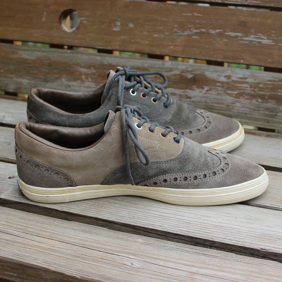 Paul Smith Sneaker Gray Tan Olive Suede Wingtip - Picture 9 of 16
